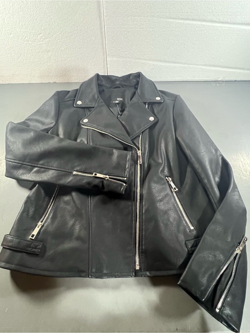 a.n.a Black Faux Leather Moto Jacket with Silver Hardware